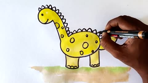 How to draw a Dinosaur | Dinosaur Easy Drawing Tutorial Step by Step