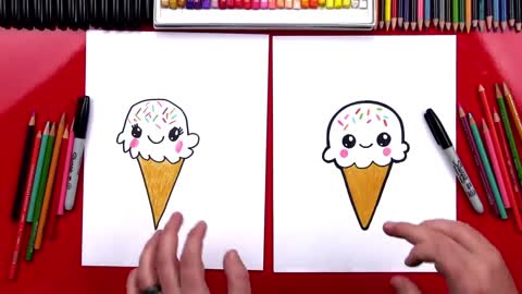 Draw favorite things on the top of the ice cream