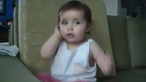 Hilarious! Baby talking on the phone