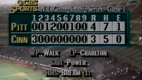 October 4, 1990 - Baseball Playoffs: Pittsburgh Pirates at Cincinnati Reds (Game 1/Final Half Inning)