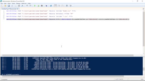 Four PowerShell commands using Get-ChildItem to retrieve information about files and directories