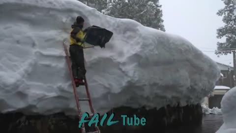 Awesome Roof Snow Removal Tools ! Amazing Snow Sliding Off The Roof