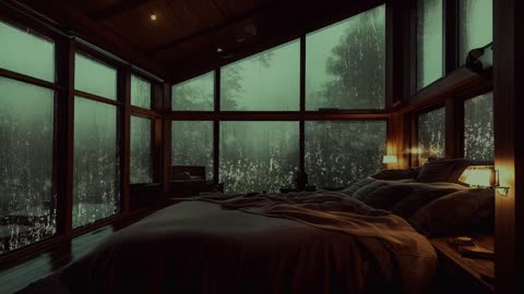 Cozy ASMR environment, sounds of rain on the window for sleeping, studying and relaxing