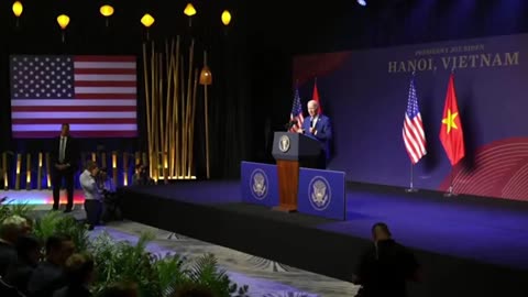 Biden during the press conference in Hanoi, Vietnam