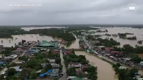 Aerial shot of Sigma, Capiz submerged in flood due to 'Paeng'