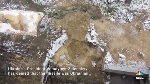 Drone video shows aftermath of deadly missile stroke on Polish border