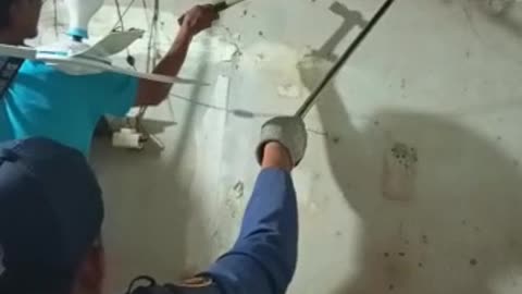 Giant Snake Falls Through Ceiling Towards Firefighters