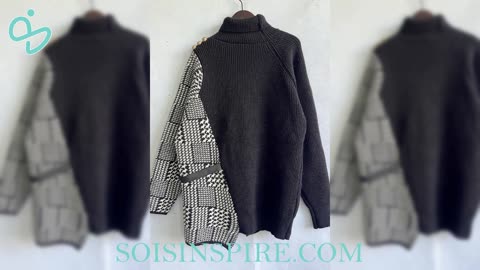 Houndstooth Turtleneck Long Sleeve Slit Sweater #trendystyles #fashionaddict #ootdfashion