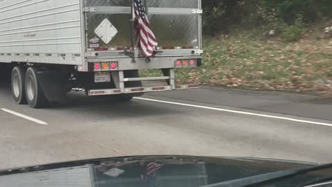 American flag on a semi truck