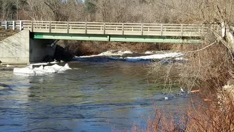 Ice Dam Breaks and Creates Torrential Water Flow