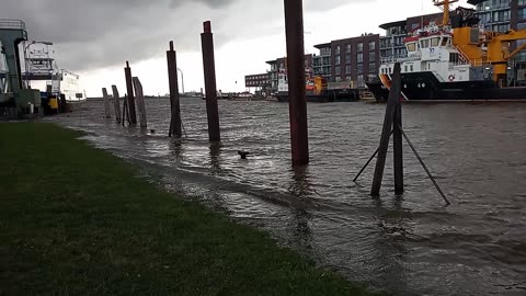 Hochwasser / High tide in Bremerhaven