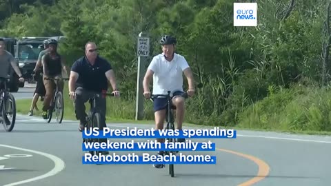 US President Joe Biden takes bike ride near beach house in Delaware