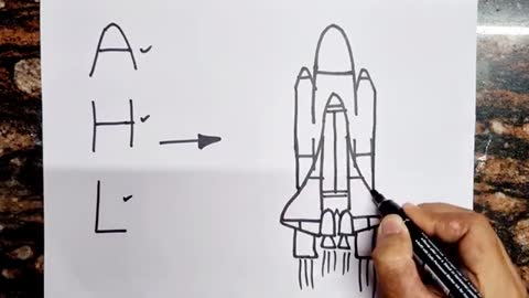 Letter turns into NASA Space Shuttle Drawing // Easy Drawing