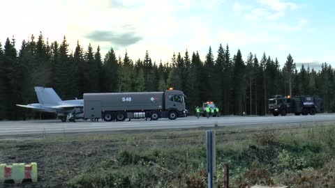 F-18D Hornet hot refueling on the highway