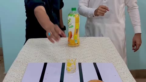 Bottle flip and drag glass🥶zinger burger challenge🤤 #games #challenges