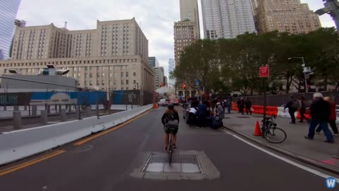 Bike Messenger Riding Fast and Fluid Through NYC Traffic