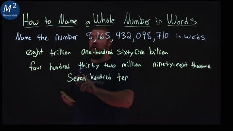 How to Name a Whole Number in Words | 8,165,432,098,710 | Minute Math