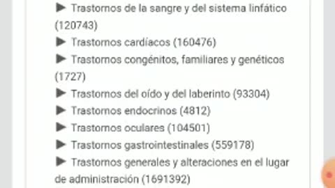 Efectos adversos de la vacuna Covid 19 visto en la propia página de la OMS Plandemia Coronavirus