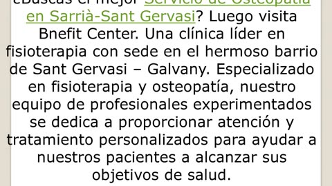 Mejor servicio de osteopatía en Sarrià Sant Gervasi