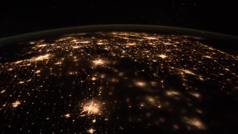 Flying over earth at night time