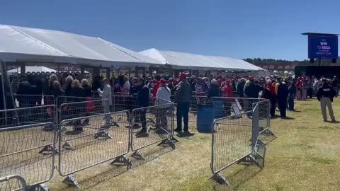 THOUSANDS And THOUSANDS are outside before President Trump's rally tonight in Commerce, GA!