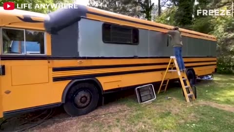 Couple Transforms Bus into Amazing Mobile Home | Start to Finish Build by🤭😊🤫