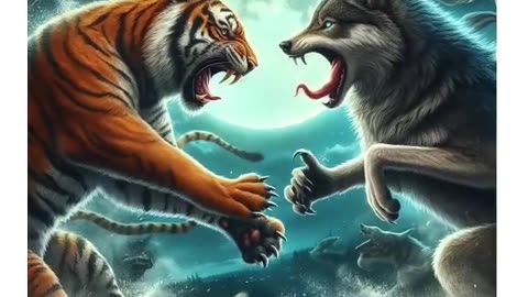 Battle of monsters. Battle between tiger and wolf. Can you find out the victor?