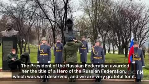 The Alley of Heroes memorial to the late Olga Kachura, who was a female commander