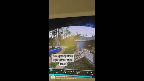 Insane lightning strike nearly hits woman on porch