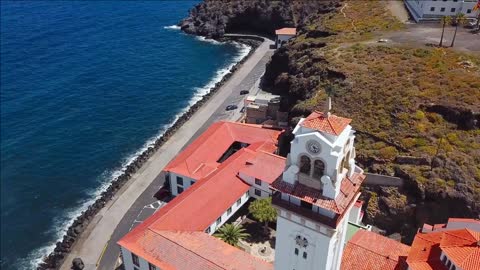 view from the height of the basilica and townscape in candelaria near the capital of the island