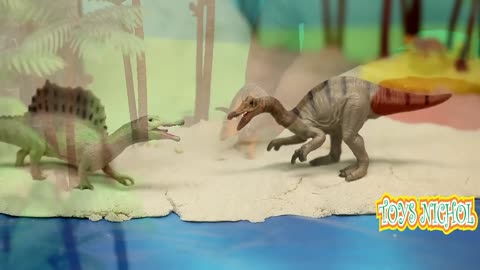 Volcano Island has Lots of Dinosaurs Fighting Over Each Other for Food