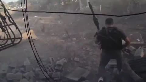 Hamas fighters clashing with Israel forces in Beit Lahia, Gaza