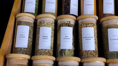 SpaceAid Glass Spice Jars With Labels Organize Kitchen Spice