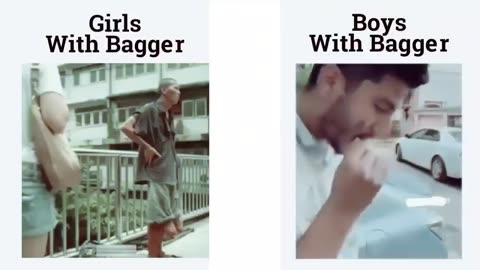 Girls with beggars vs boys with beggars