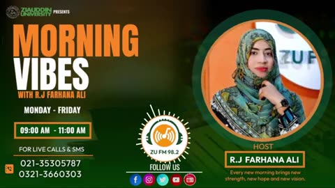 MORNING VIBES | SYEDA FARHANA ALI | FRIDAY 28th April 2023 #zufm #Morningvibes#SyedaFarhanaali