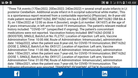 VAERS: 7 YEARS OLD - 4 DOSES PFIZER - WHAT COULD GO WRONG?