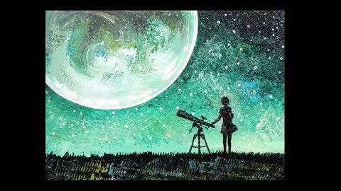 Easy painting technique using comb _ How to draw a moonlight girl looking at earth