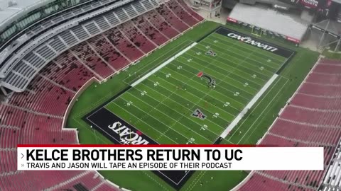 Kelce brothers record podcast with Bengals QB Joe Burrow at UC