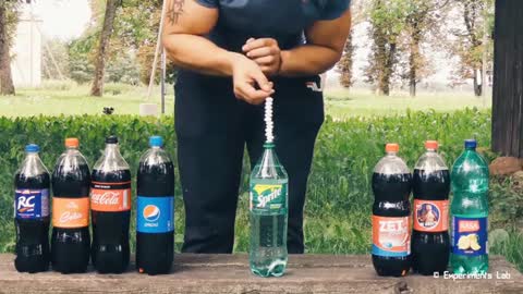 Experiment! Coca Cola Pepesi Srpite RC Cola vs Mentos