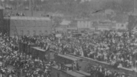 Observation Train Following Naval Parade (1898 Original Black & White Film)