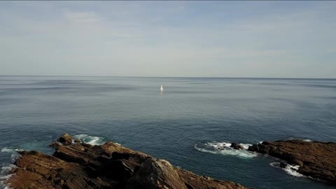 aerial view from the rocky coast of saturraran in spain