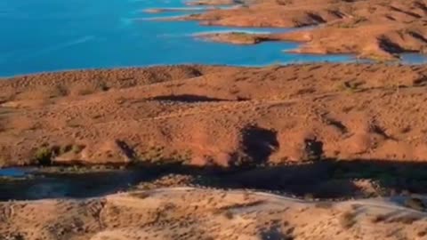 Arial View Alamo Lake Sunset