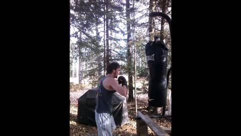 Outdoor heavybag vs a variety of different punches