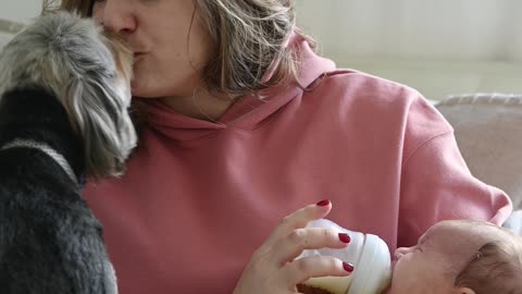 Kissing her dog