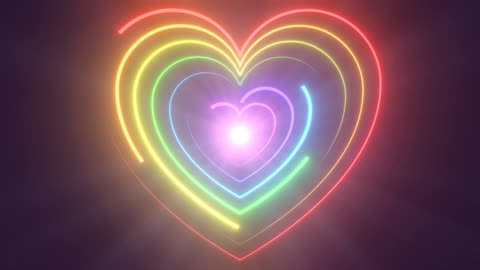 945. Bright Rainbow Colored Neon Laser Light Path Tracing Heart