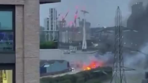 Massive fire burning in Canning Town area of London after reports of explosion