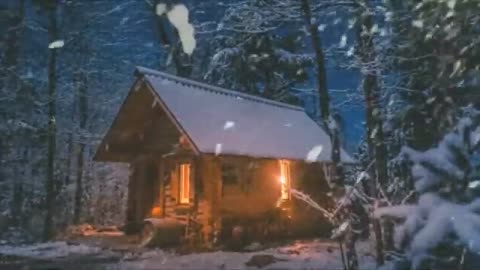 WARM CABIN IN A BLIZZARD. ASMR VIDEO FOR RELAXATION AND SLEEP.