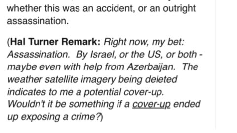 Evidence Is Now Appearing Indicating the Iran Presidential Helicopter Crash WAS an Assassination.