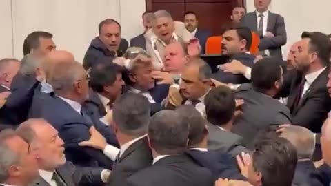 Fight breaks out in Turkish Parliament