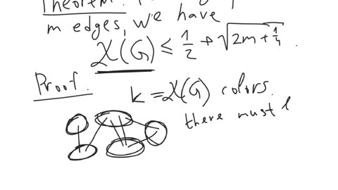 Upper bound on chromatic number of graph in terms of number of edges | graph theory | elementary